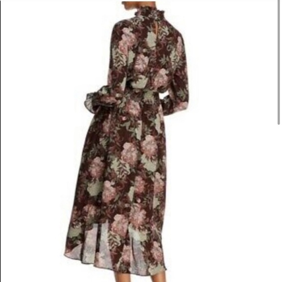 Nanette Lepore floral high neck high-low smocked chiffon dress size 8 - Picture 3 of 14